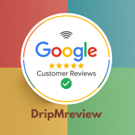Google Customer Reviews logo with a colorful background featuring the DripReview brand name.